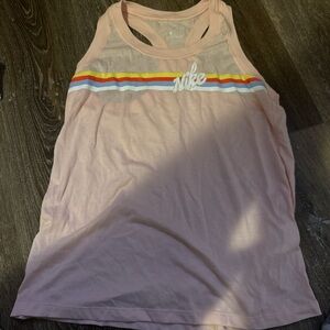 Nike Peach Tank Top with Multicolor Stripes. NEVER WORN